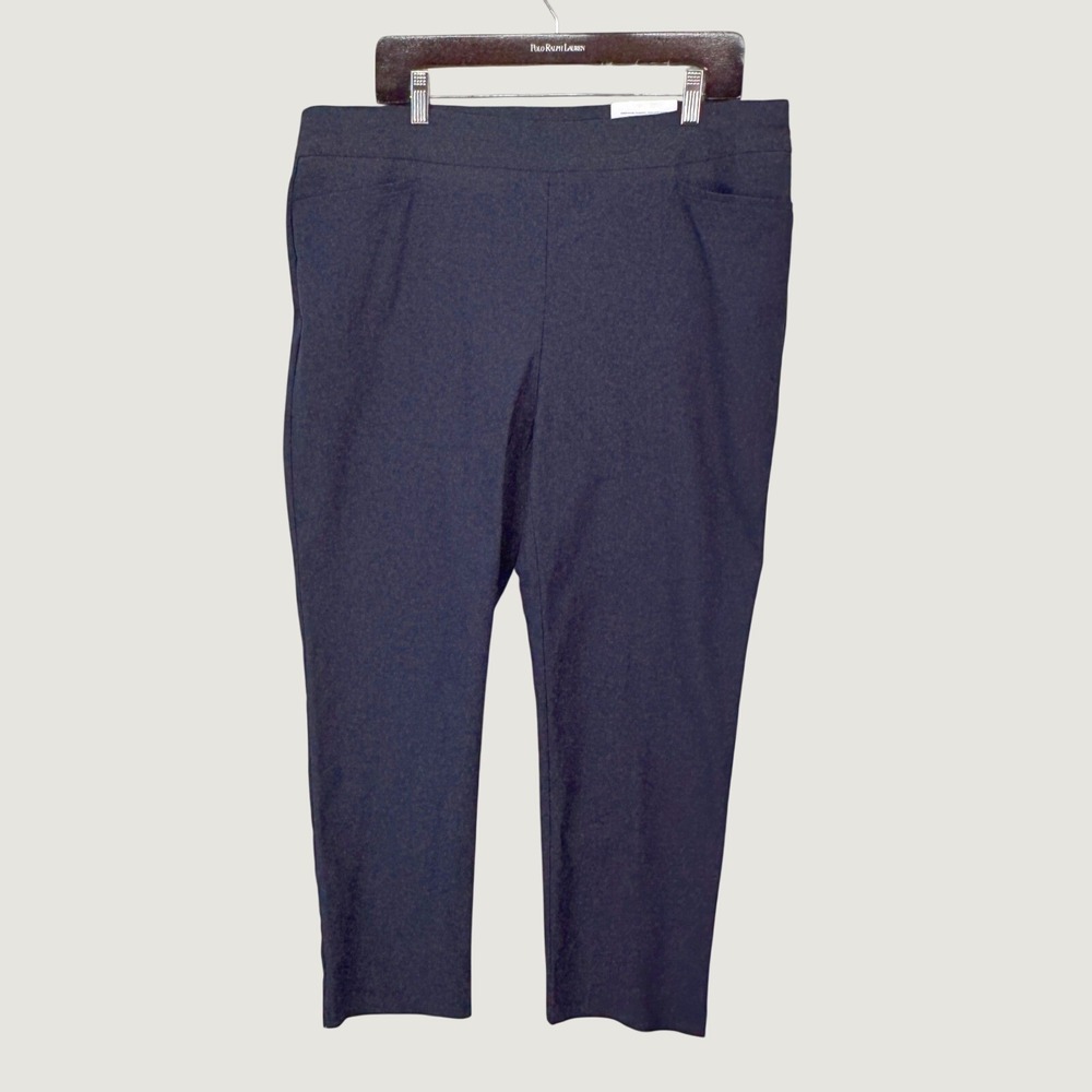 Chico's So Slimming Ankle Pants Womens 3R 16R Navy Blue Basic Slim Pull On NEW